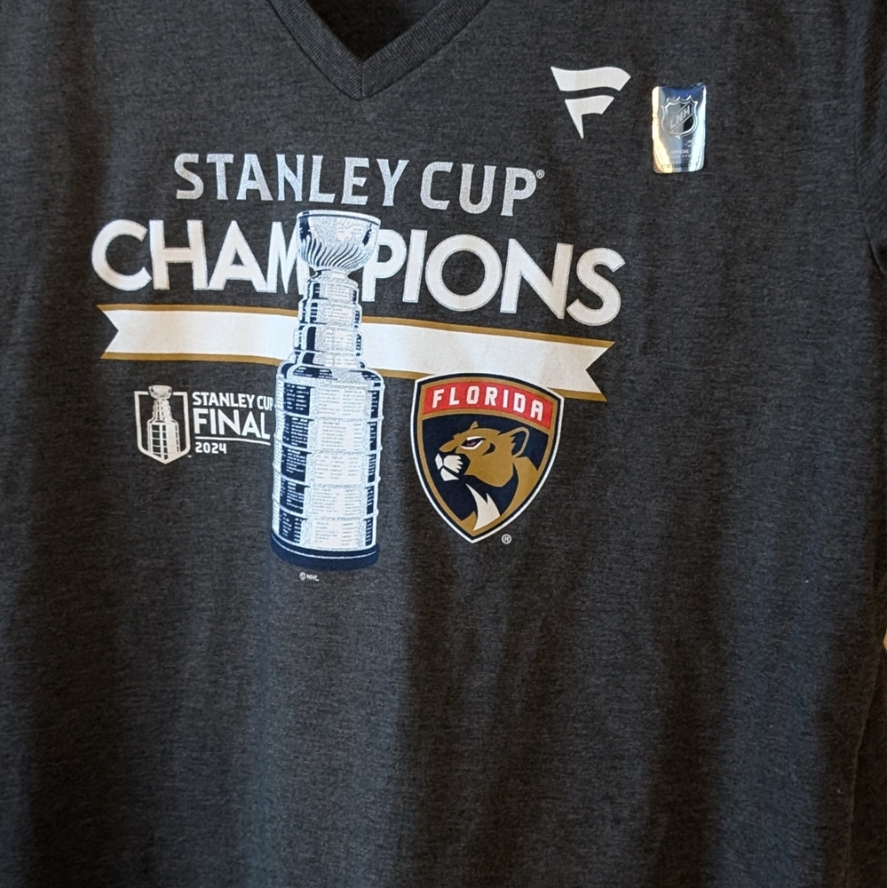 NHL Panthers Stanley Cup Champions Ladies Tee XL Gray